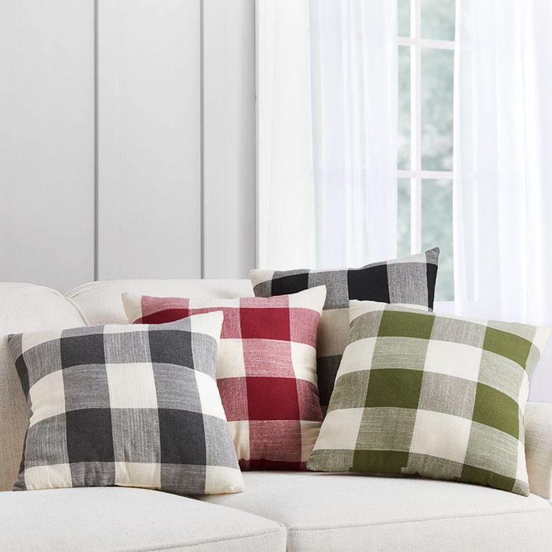 Red and White Buffalo Check Farmhouse Accent Pillow