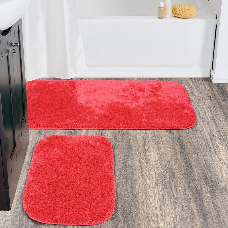 2pc Traditional Nylon Washable Bathroom Rug Set Pink - Garland Rug: Machine Made, Latex Backing, Tufted Bath Mats Set