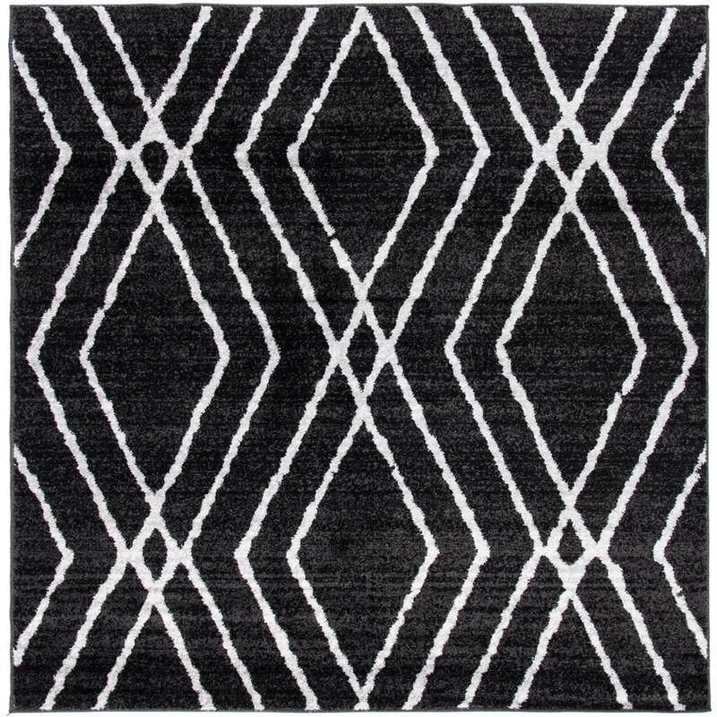 Adirondack Gray and Ivory Square Synthetic Area Rug