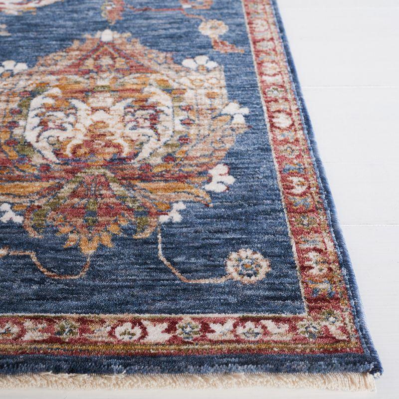 Vintage Navy and Beige Synthetic 69'' Square Area Rug