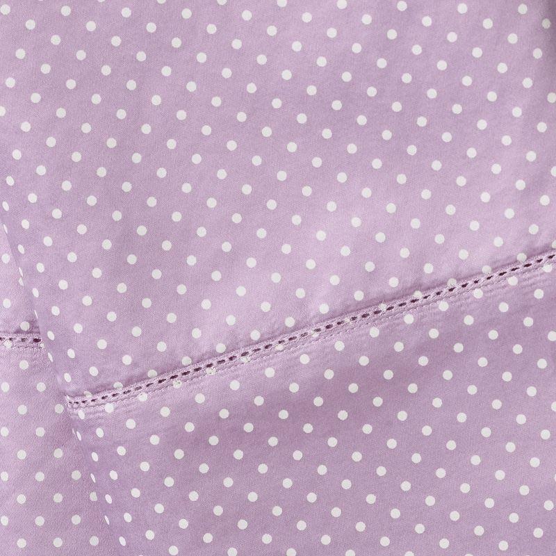 Full Purple Polka Dot Egyptian Cotton Sateen Sheet Set