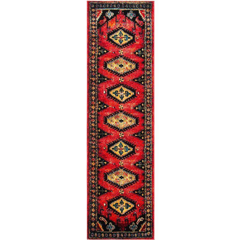 Vintage Hamadan VTH251 Power Loomed Runner Rug - Red/Black - 2'3"x8' - Safavieh.
