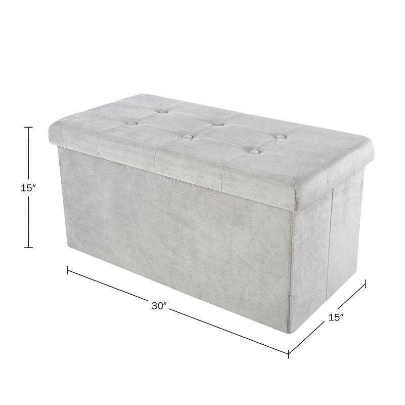 Gray Velvet Tufted Storage Ottoman Bench