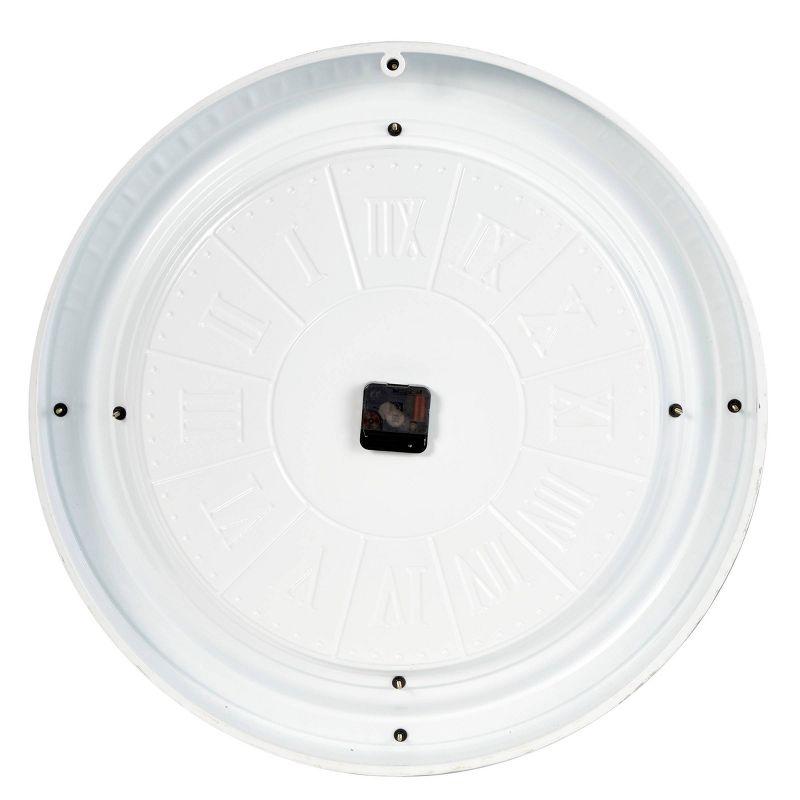 Farmhouse Metal Vintage Wall Clock White - Olivia & May: Silent Mechanism, 24" Size, Round Shape