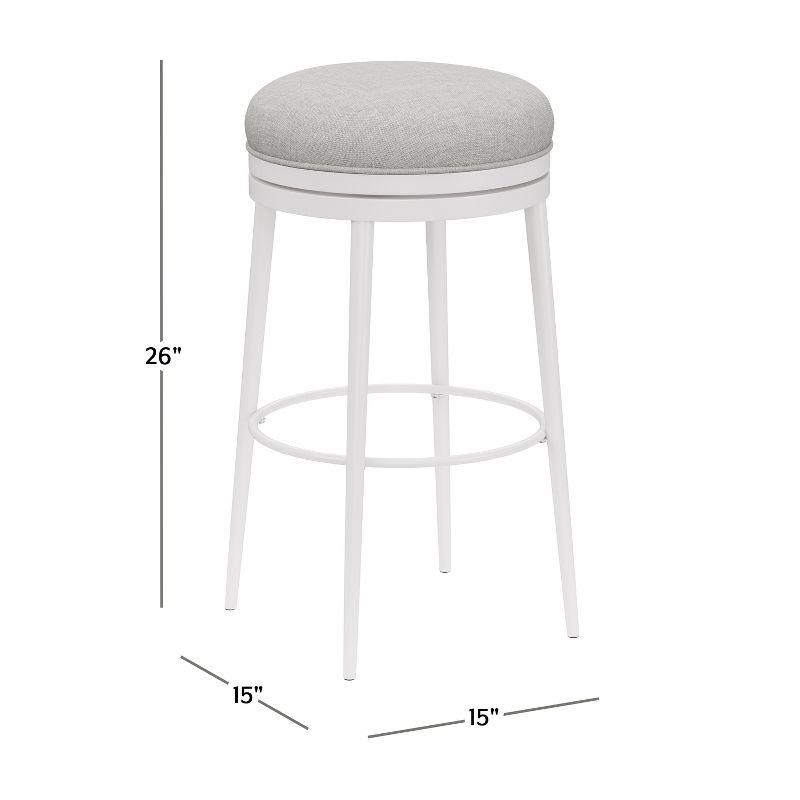 Aubrie Backless 26" Swivel Counter Height Barstool Off White/Silver - Hillsdale Furniture: Round Upholstered Metal Frame