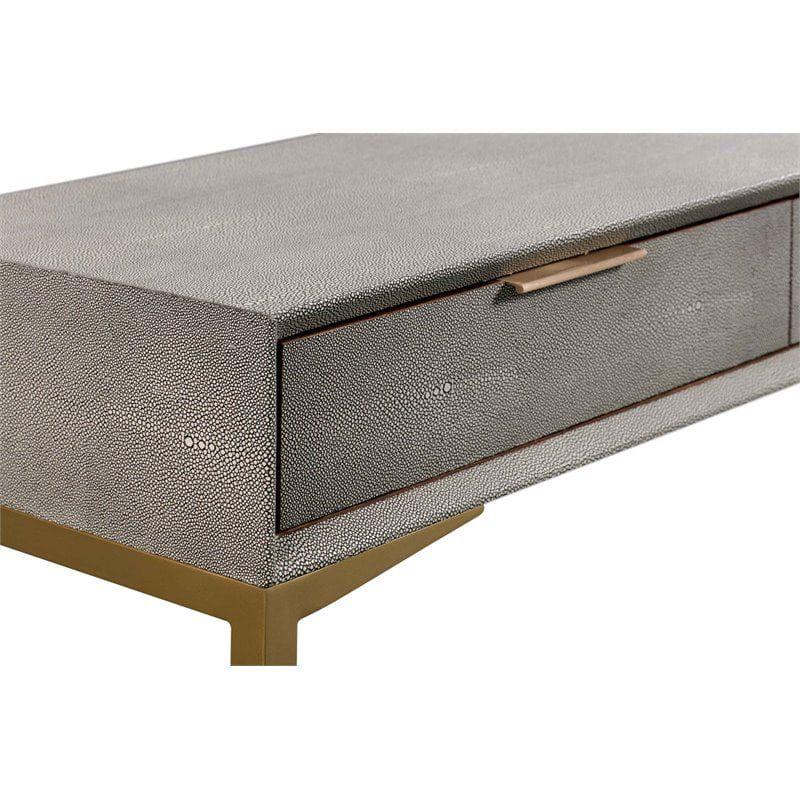 TOV Furniture Pesce 29.5"H Contemporary Wood Console Table in Gray/Brass