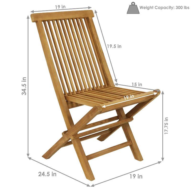 Sunnydaze Outdoor Solid Teak Wood with Stained Finish Hyannis Folding Dining Chairs - Light Brown