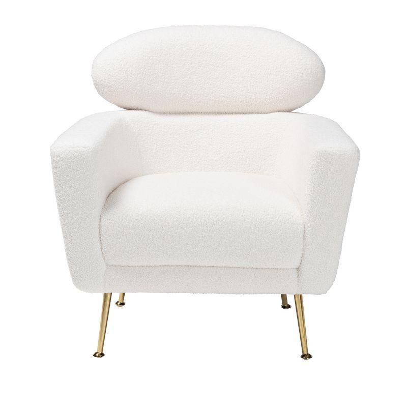 Baxton Studio Fantasia Modern and Contemporary Ivory Boucle Upholstered and Gold Metal Armchair