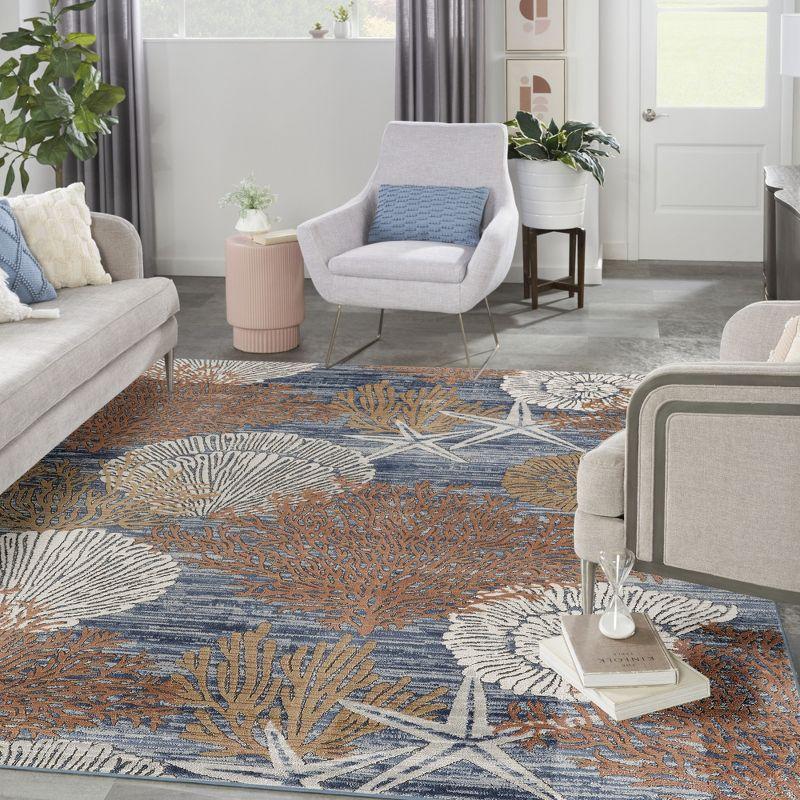 Nourison 7'10" x 9'10" Pompeii Nautical Indoor Area Rug Blue Multicolor