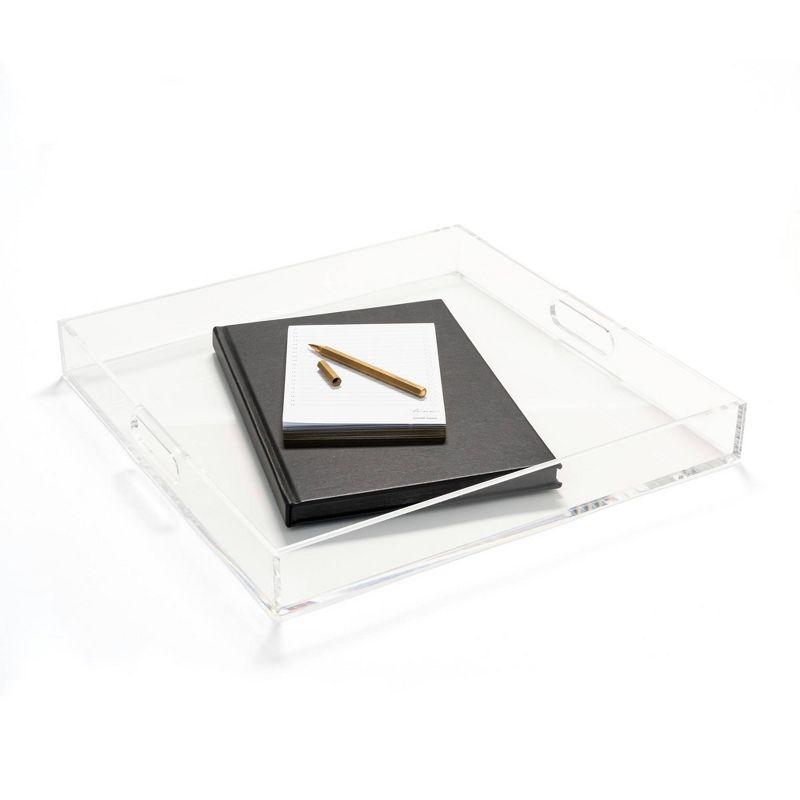 RUSSELL + HAZEL Acrylic Tray: Clear Desk Organizer, 16x16 Document Holder, Office Supplies