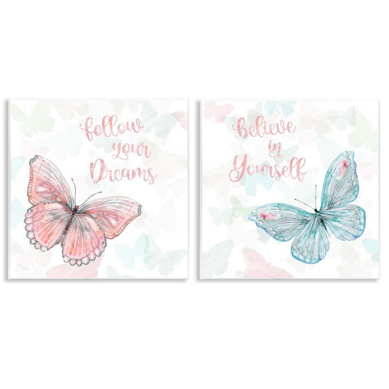 Believe in Dreams Butterflies 12" x 12" MDF Wall Art Set