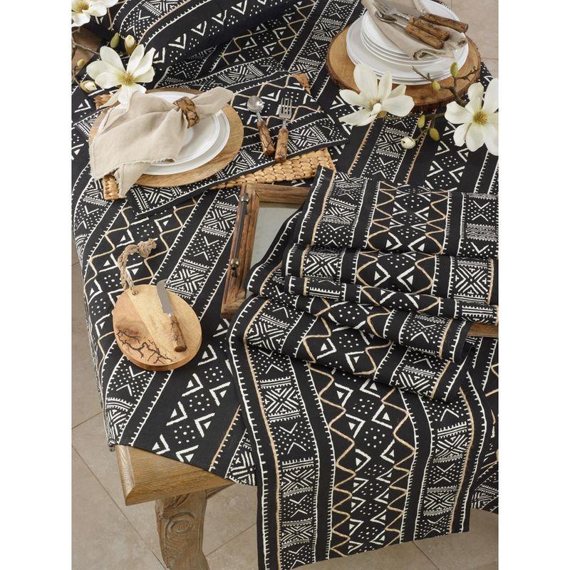 Black Cotton Mud Cloth Design Table Runner