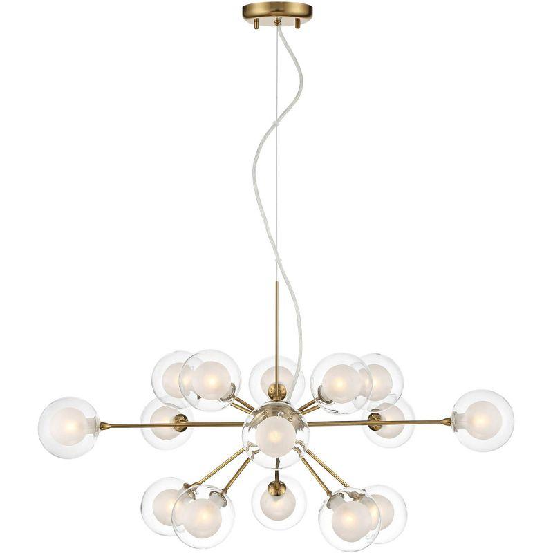 Possini Euro Design Spheres Antique Brass Chandelier 30" Wide Mid Century Modern Sputnik Glass Shade 15-Light Fixture for Dining Room Kitchen Island