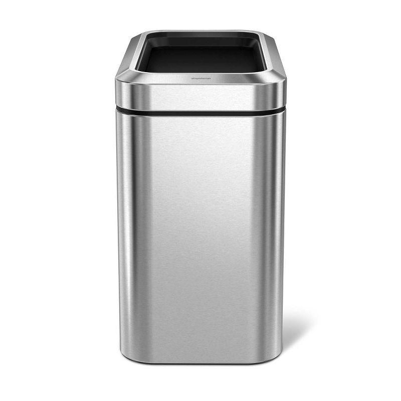 simplehuman 25 Liter / 6.6 Gallon Slim Open Commercial Trash Can, Brushed Stainless Steel