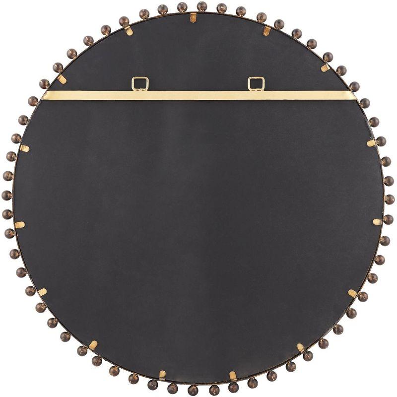 Uttermost Round Vanity Decorative Wall Mirror Rustic Beveled Glass Dark Bronze Beaded Iron Frame 32" Wide for Bathroom Living Room