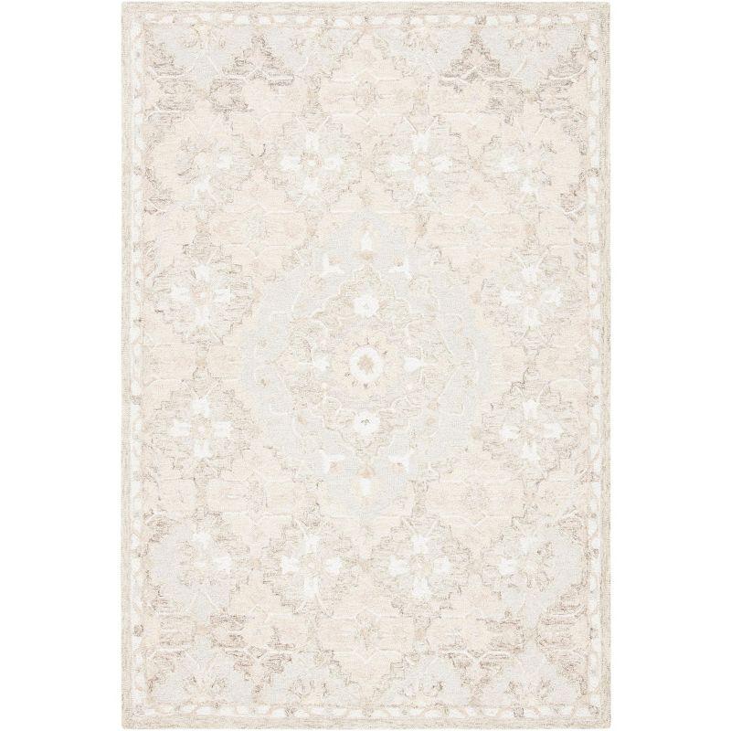 Gray and Beige Handmade Wool Tufted 4' x 6' Rug