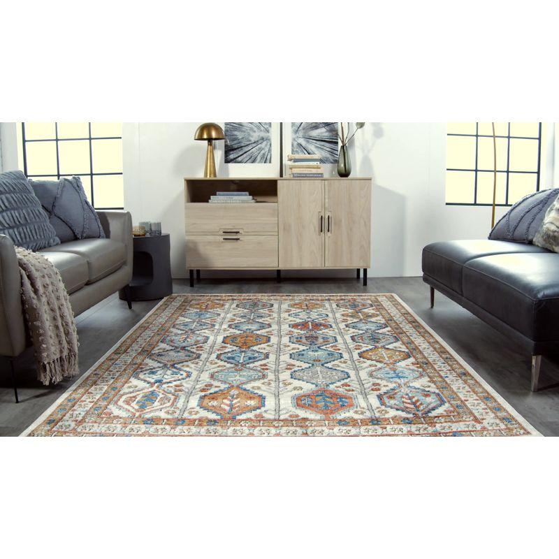 Ivory Multi 5' x 7' Handmade Reversible Synthetic Area Rug