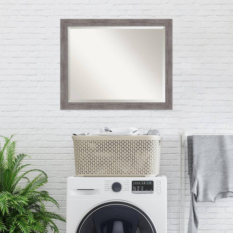 Pinstripe Plank Gray Sleek Rectangular Vanity Wall Mirror