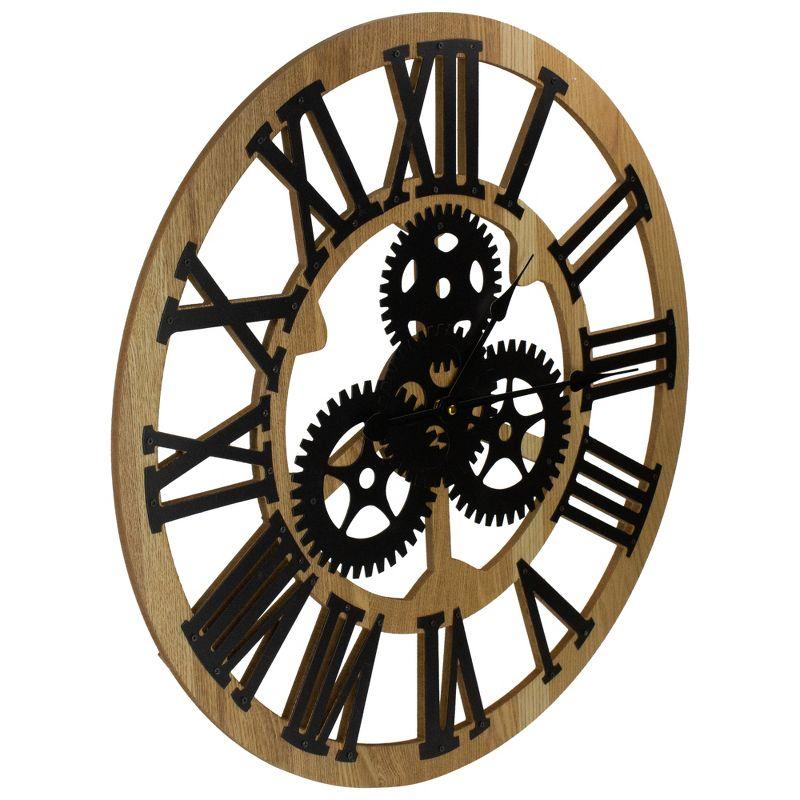 24" Roman Numeral Battery Operated Round Wall Clock with Cogs