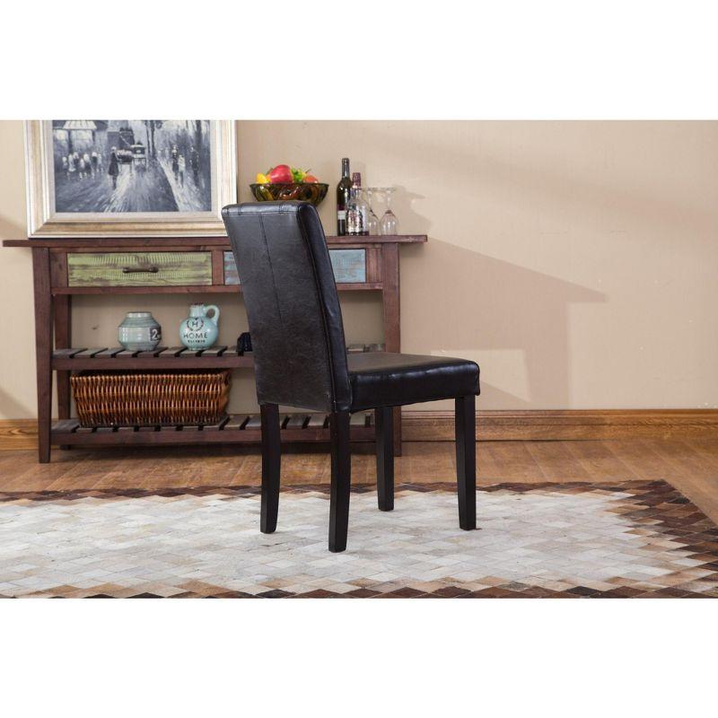 Roundhill Urban Style Solid Wood Leatherette Padded Parson Chair, Black, Set of 2