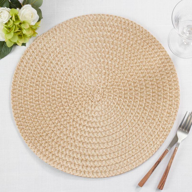 Natural Round Woven Fabric Table Mats Set of 4