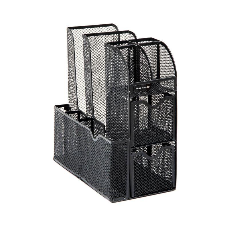 Mind Reader Cup and Condiment Station, Countertop Organizer, Coffee Bar, Kitchen, Metal Mesh, 5.75"L x 11"W x 11.5"H