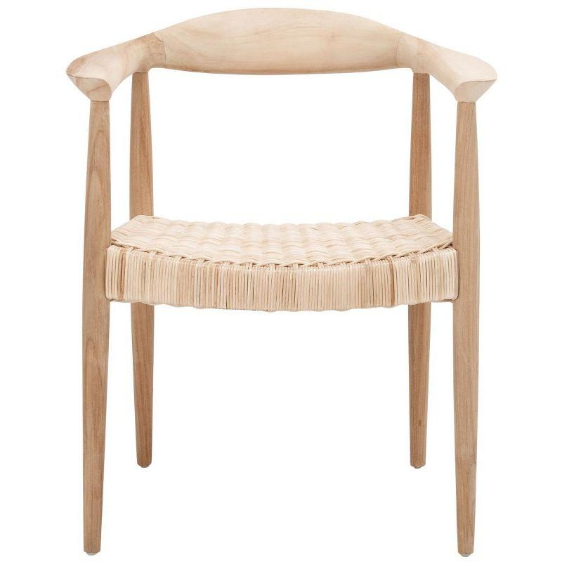 Natural Teak and Rattan Mid-Century Accent Chair