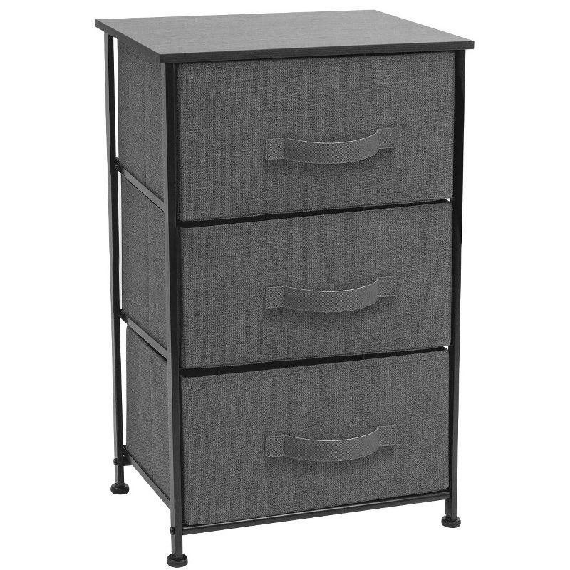 Sorbus Nightstand with 3 Drawers - Steel Frame, Wood Top & Easy Pull Fabric Bins - Perfect for Home, Bedroom, Office & College Dorm