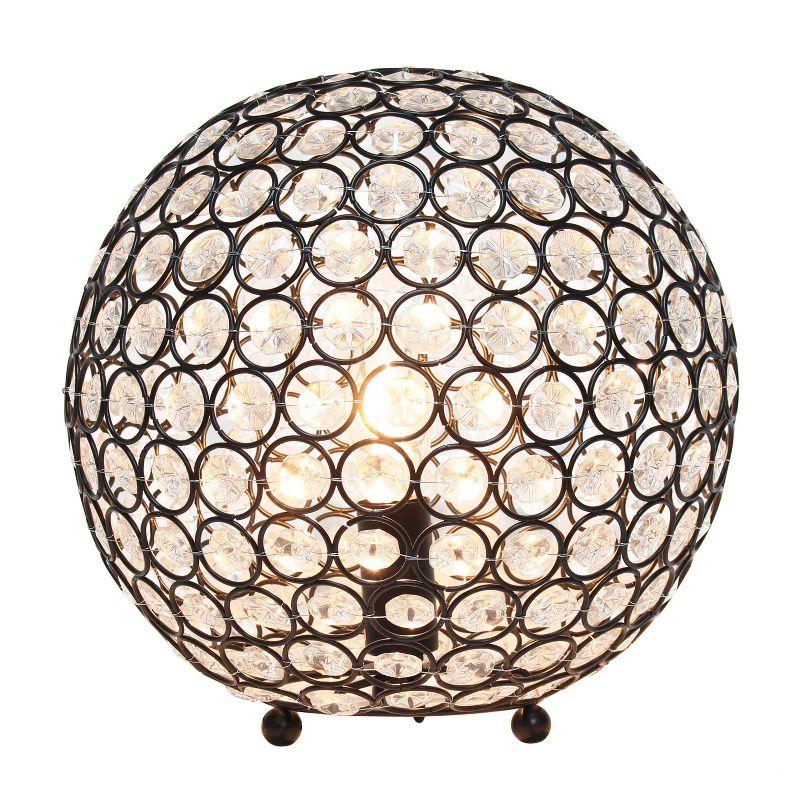 10" Elipse Crystal Ball Sequin Table Lamp Bronze - Elegant Designs: UL Listed, No Assembly Required, Metal & Crystal Shade