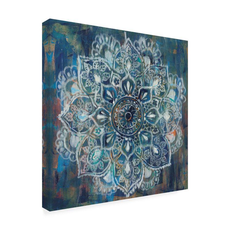 Blue and White Mandala Abstract Canvas Art 14x14