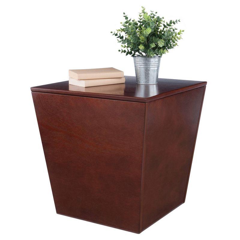 Mesa Storage Cube, End Table - Antique Walnut - Winsome: Flared Cube Shape, Ready to Assemble