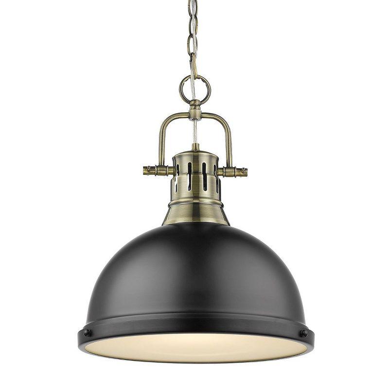 Duncan Aged Brass & Matte Black 14" Transitional Indoor/Outdoor Pendant