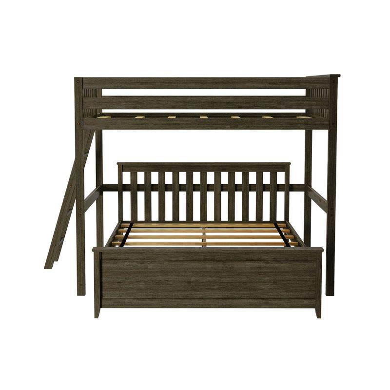 Max & Lily Bunk Bed, L Shaped Full-Over-Queen Bed Frame for Kids with Ladder on End, Solid Wood Bunk Bed for Kids, No Box Spring Needed, Clay