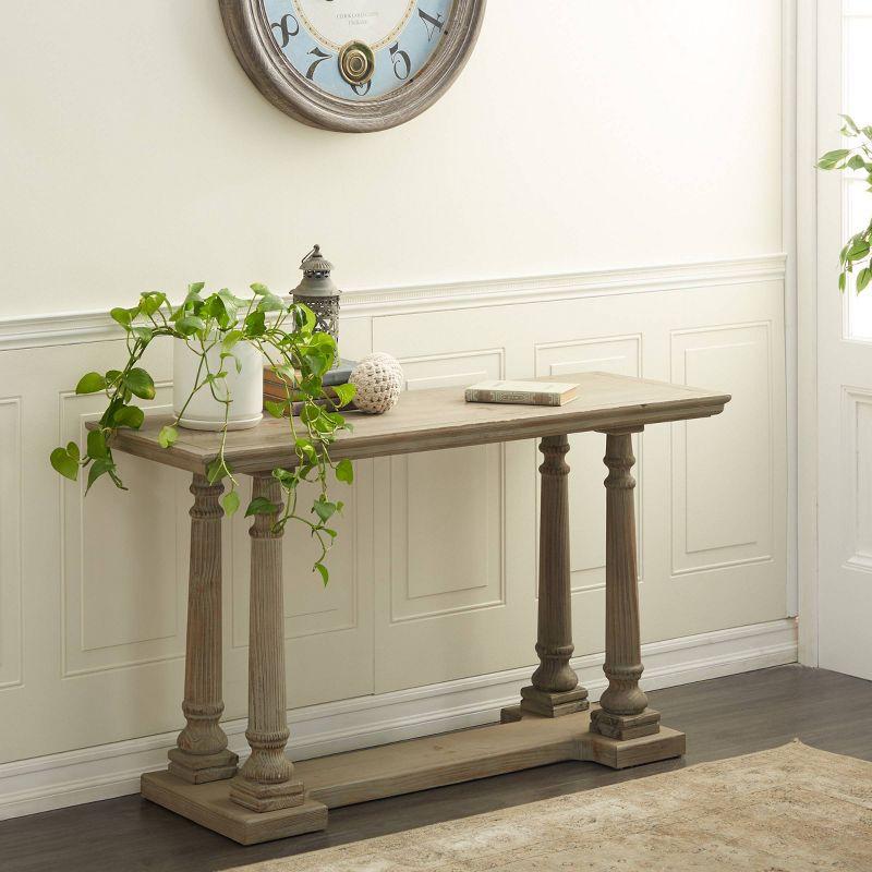 French Country Cottage 52" Light Brown Wood Console Table with Storage