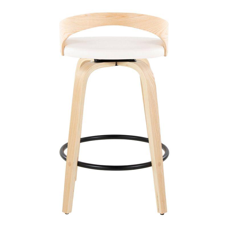 Set of 2 White Swivel Counter Stools with Wood Legs