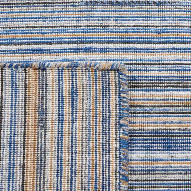 4' x 6' Blue and Yellow Handmade Wool Kilim Rug