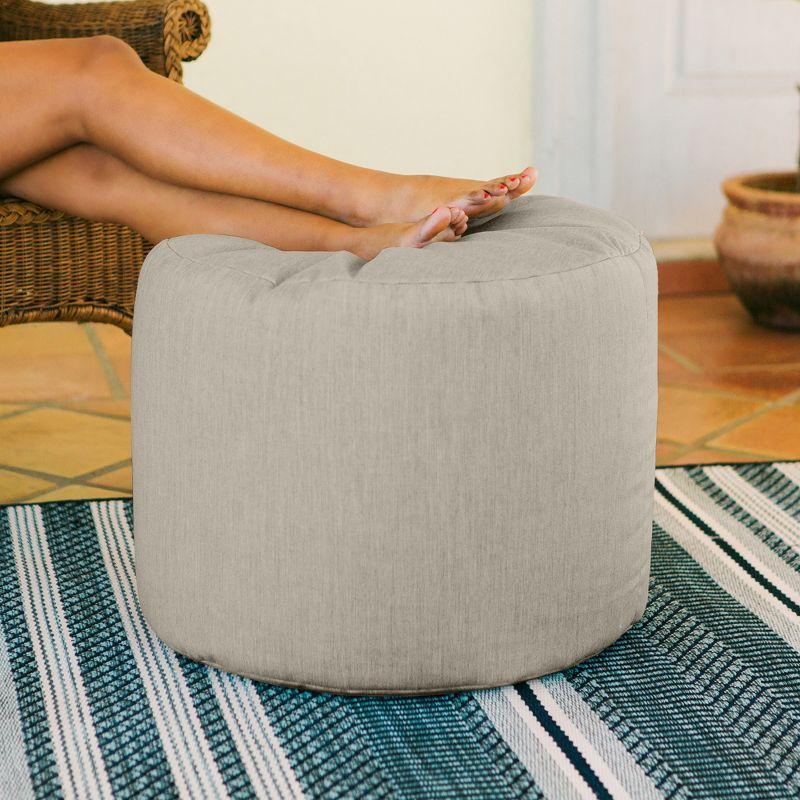 Jaxx Spring Indoor / Outdoor Bean Bag Pouf Ottoman, Sunbrella Flax