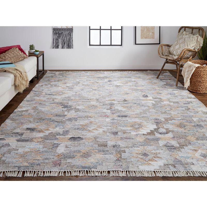 Gray Geometric Flat Woven Synthetic Area Rug 8' x 10'