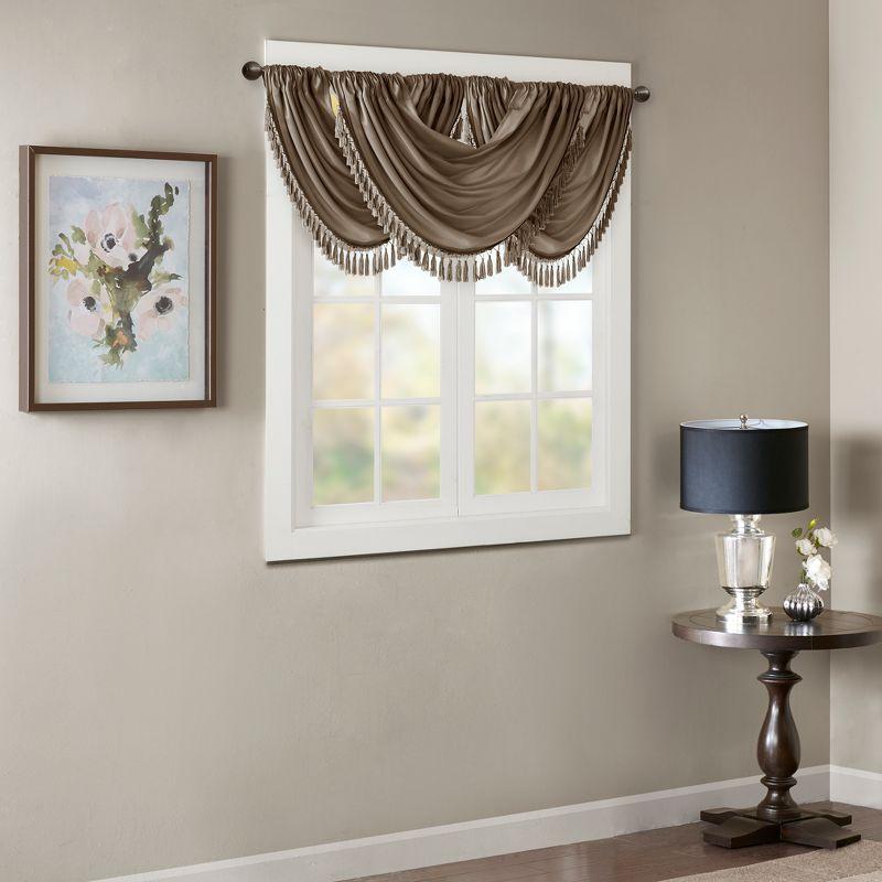 Madison Park Elena Faux Silk Waterfall Embellished 38'' W Window Valance