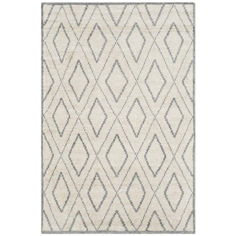 Gray Hand-Knotted Wool and Silk 4' x 6' Area Rug