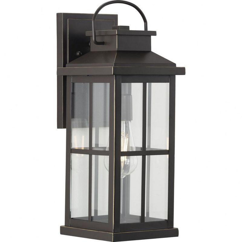 Progress Lighting Williamston 1-Light Antique Bronze Farmhouse Outdoor Large Wall Lantern with Clear Glass Shade