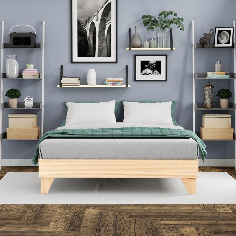 Natural Pine King Platform Bed Frame with Easy Assembly