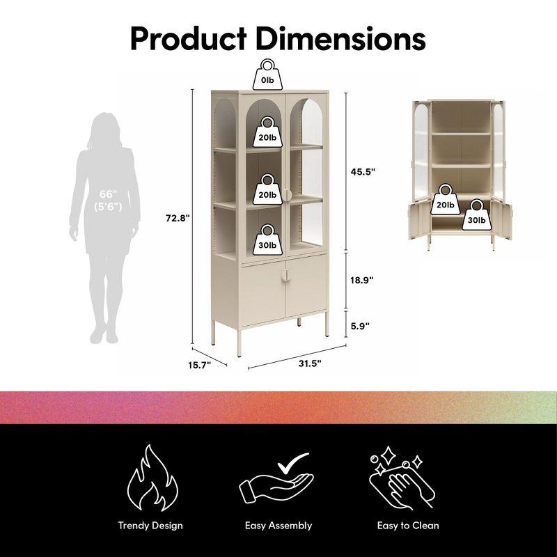 CosmoLiving by Cosmopolitan Chloe Tall Metal Display Cabinet with 2 Arched Glass Doors