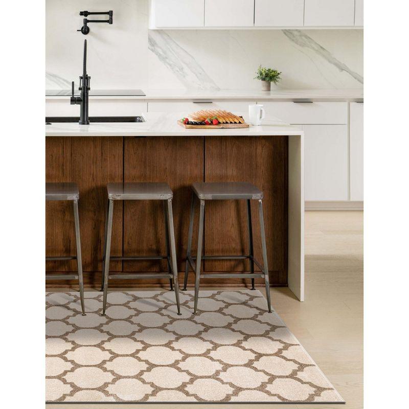 Unique Loom 4' 1 x 6' 1 Trellis Philadelphia Beige and Light Brown Area Rug
