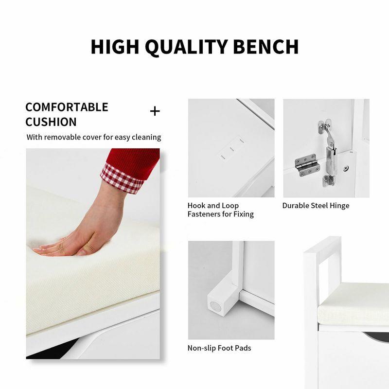 Costway Shoe Bench Storage Rack Cushion Seat Ottoman Bedroom Hallway Entryway Black/White