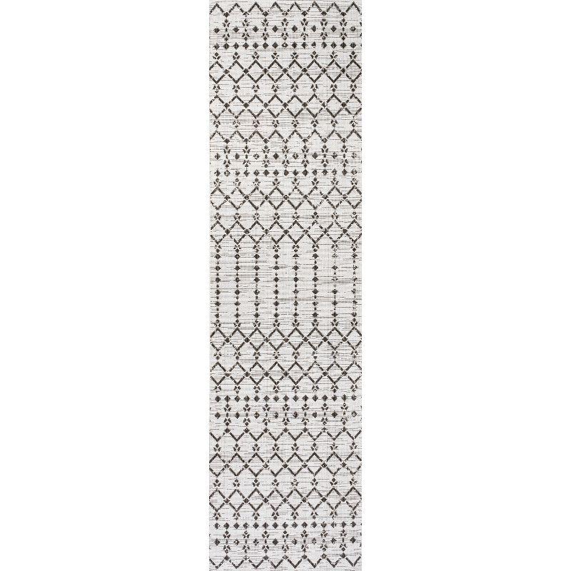 Ourika Moroccan Geometric Textured Weave Indoor/Outdoor Area Rug - JONATHAN Y