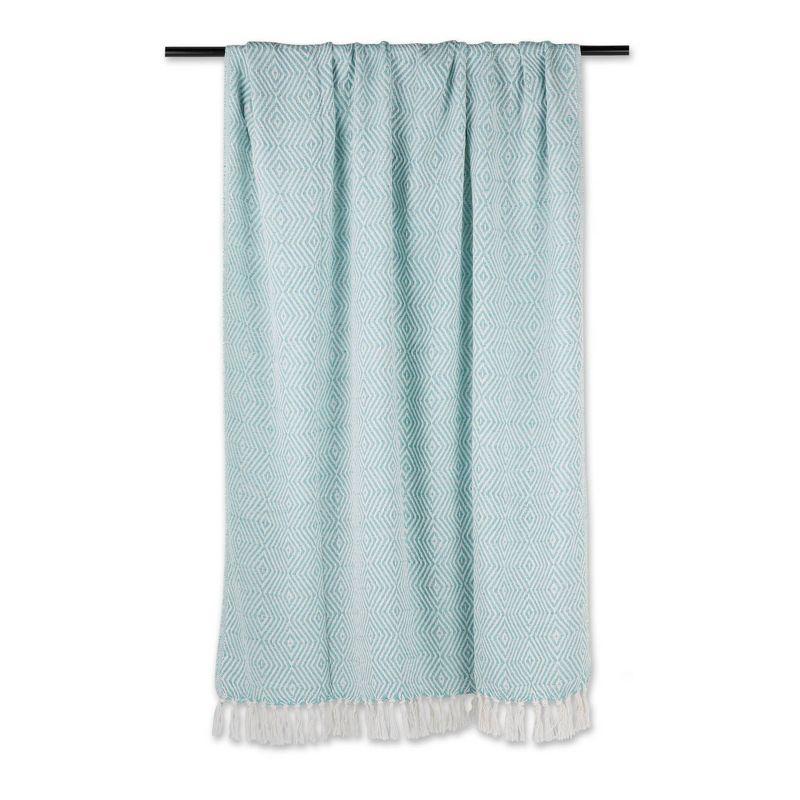 Design Imports 50"x60" Diamond Geometric Throw Blanket Aqua : Lightweight Woven Cotton, Machine Washable, Cozy for All Ages