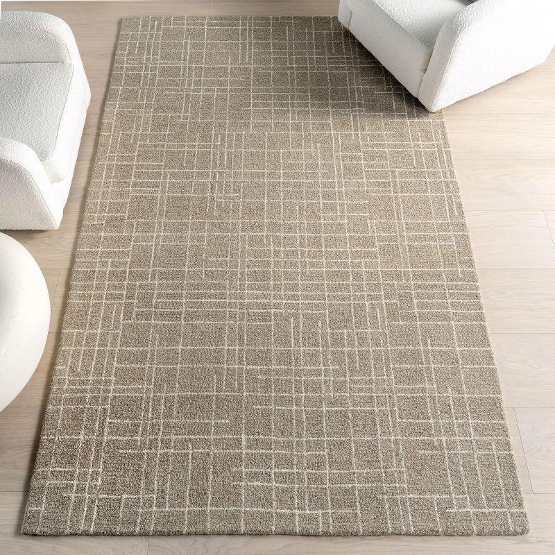 Tiera 4' x 6' Checkered Wool Area Rug in Neutral Tones