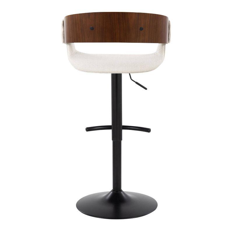 Set of 2 Elisa Adjustable Barstools Walnut/Cream - LumiSource: Mid-Century Modern, Swivel, Footrest, Metal Frame