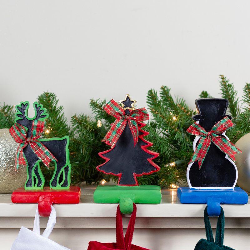 Festive Chalkboard Reindeer, Tree, and Snowman Stocking Holders Set